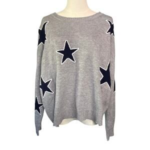 Sweet Romeo Grey Star Sweater Size L Heather Knit Pullover Nordstrom NWT